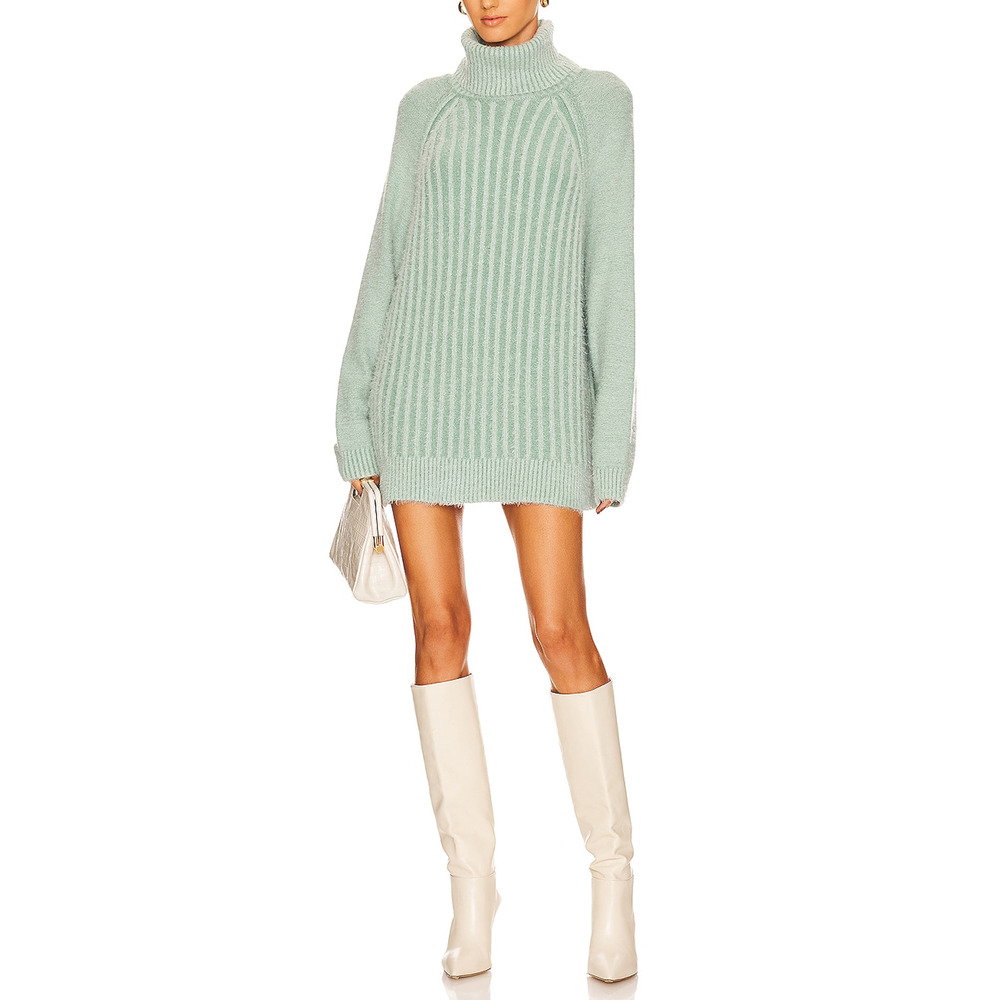 Free People Big City Green Cotton  Turtleneck Sweater Size S